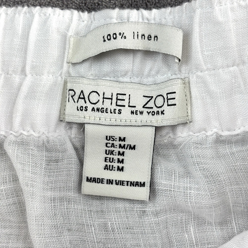 Rachel Zoe White 100% Linen Tiered Maxi Skirt Elastic Waist Pockets M - Picture 5 of 8
